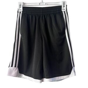 Adidas Boy's Basketball Classic Shorts Athletic 3 Stripe Black White Kids Size M